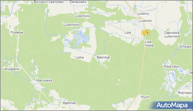 mapa Bębnikąt gmina Oborniki, Bębnikąt gmina Oborniki na mapie Targeo