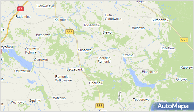 mapa Czerskie Rumunki, Czerskie Rumunki na mapie Targeo