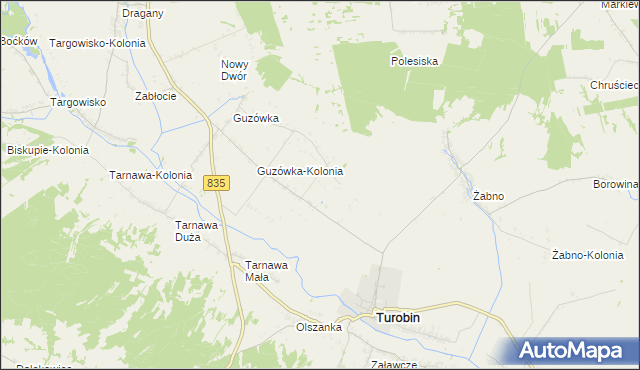mapa Elizówka gmina Turobin, Elizówka gmina Turobin na mapie Targeo