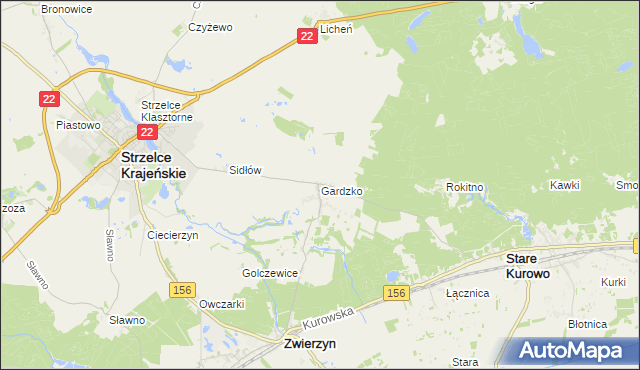 mapa Gardzko, Gardzko na mapie Targeo