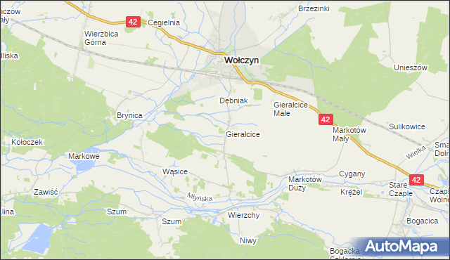 mapa Gierałcice gmina Wołczyn, Gierałcice gmina Wołczyn na mapie Targeo