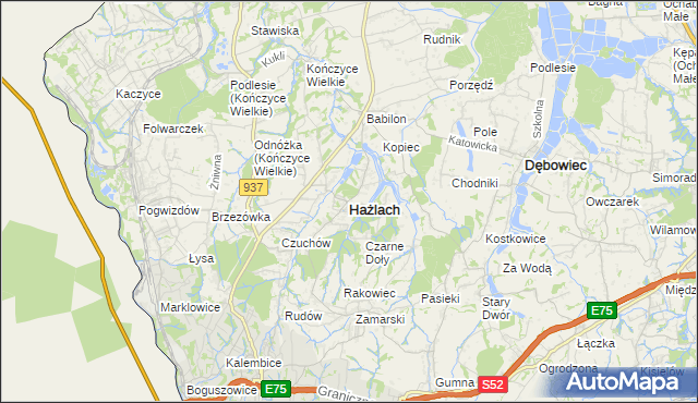 mapa Hażlach, Hażlach na mapie Targeo