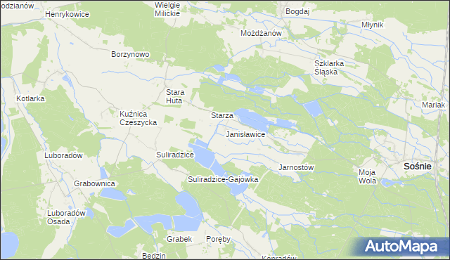 mapa Janisławice gmina Sośnie, Janisławice gmina Sośnie na mapie Targeo