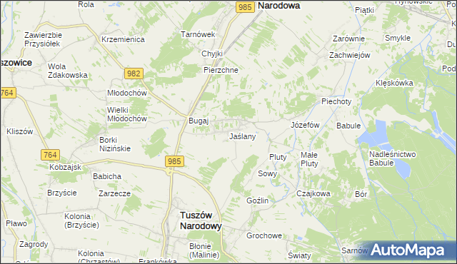 mapa Jaślany, Jaślany na mapie Targeo