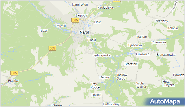 mapa Jędrzejówka gmina Narol, Jędrzejówka gmina Narol na mapie Targeo