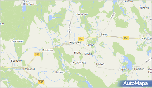 mapa Kawczyno, Kawczyno na mapie Targeo