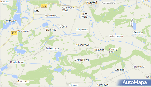 mapa Kleszczewo gmina Osieczna, Kleszczewo gmina Osieczna na mapie Targeo