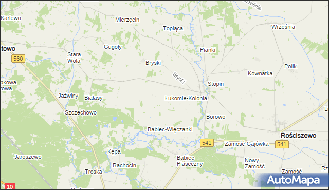 mapa Łukomie-Kolonia, Łukomie-Kolonia na mapie Targeo