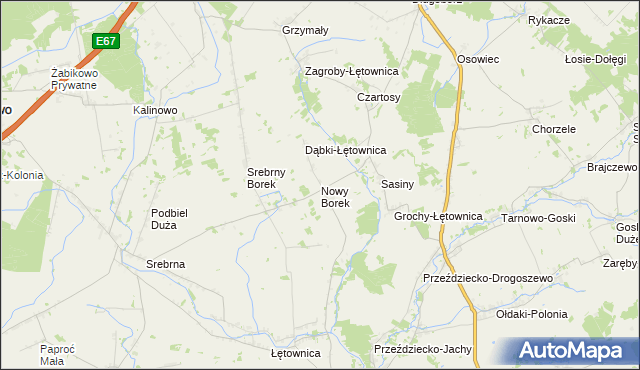 mapa Nowy Borek gmina Zambrów, Nowy Borek gmina Zambrów na mapie Targeo