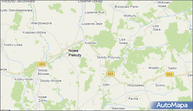 mapa Skłody-Przyrusy, Skłody-Przyrusy na mapie Targeo