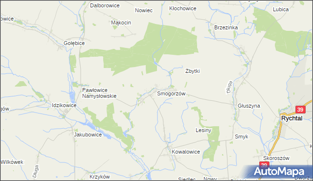 mapa Smogorzów gmina Namysłów, Smogorzów gmina Namysłów na mapie Targeo