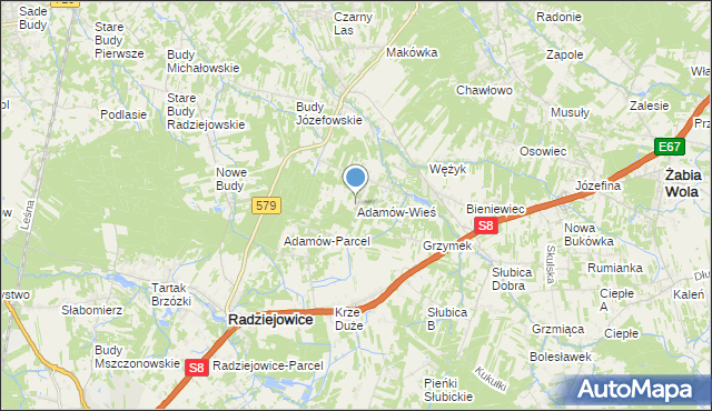mapa Adamów-Wieś, Adamów-Wieś na mapie Targeo