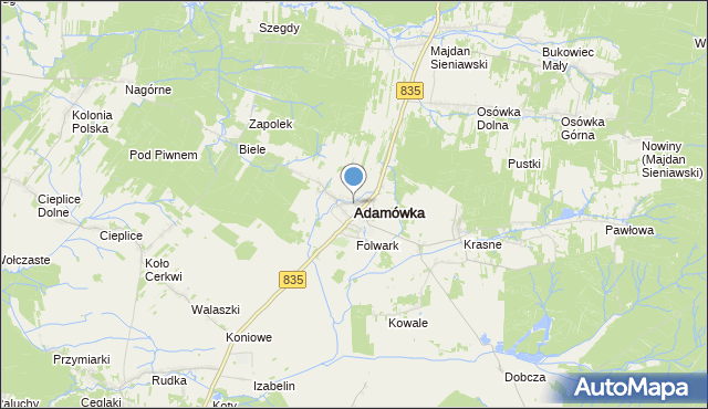 mapa Adamówka, Adamówka powiat przeworski na mapie Targeo