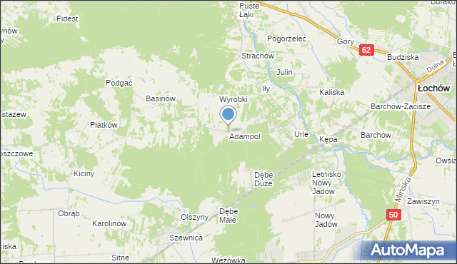mapa Adampol, Adampol gmina Jadów na mapie Targeo