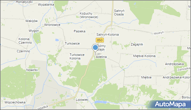 mapa Adelina, Adelina gmina Werbkowice na mapie Targeo