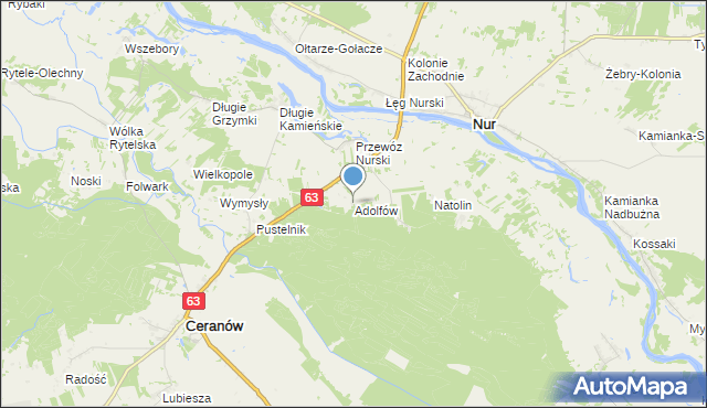 mapa Adolfów, Adolfów gmina Ceranów na mapie Targeo