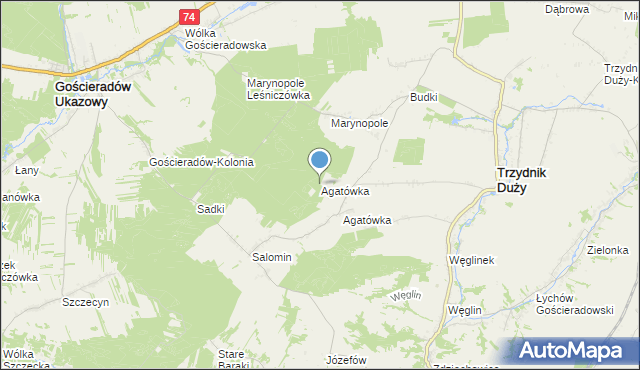 mapa Agatówka, Agatówka gmina Gościeradów na mapie Targeo