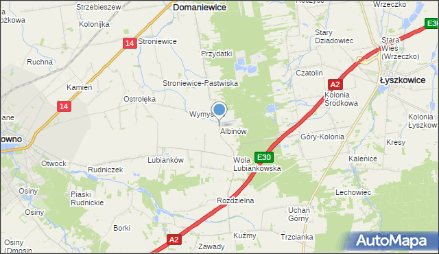 mapa Albinów, Albinów gmina Głowno na mapie Targeo