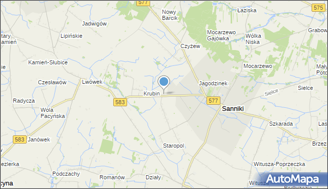 mapa Aleksandrów, Aleksandrów gmina Sanniki na mapie Targeo