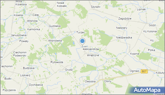 mapa Aleksandrów, Aleksandrów gmina Stanin na mapie Targeo