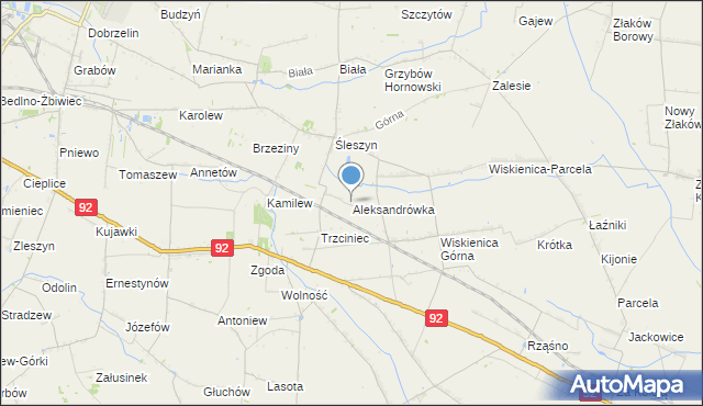 mapa Aleksandrówka, Aleksandrówka gmina Żychlin na mapie Targeo