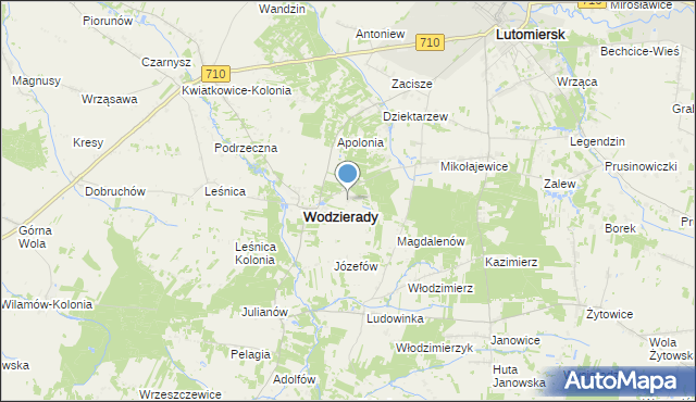 mapa Alfonsów, Alfonsów gmina Wodzierady na mapie Targeo