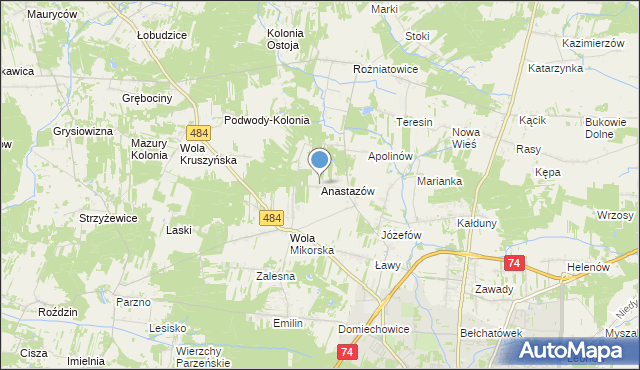 mapa Anastazów, Anastazów na mapie Targeo