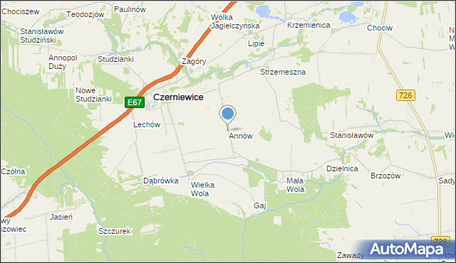mapa Annów, Annów gmina Czerniewice na mapie Targeo
