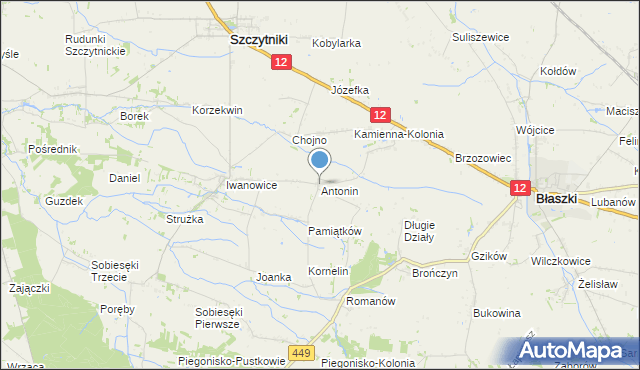 mapa Antonin, Antonin gmina Szczytniki na mapie Targeo