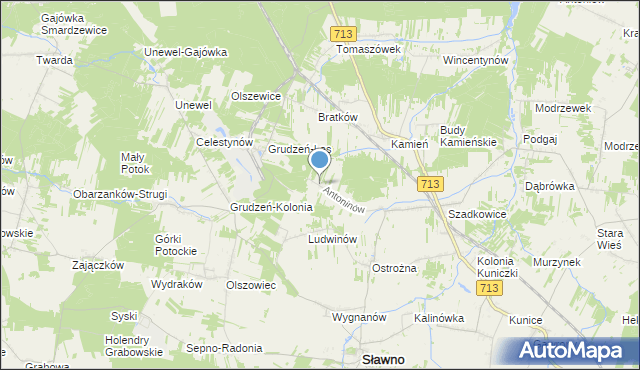 mapa Antoninów, Antoninów gmina Sławno na mapie Targeo