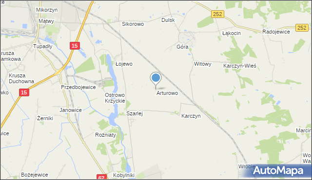 mapa Arturowo, Arturowo gmina Kruszwica na mapie Targeo