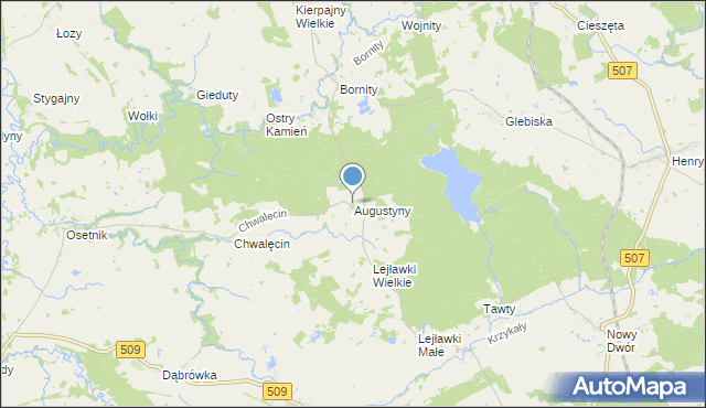 mapa Augustyny, Augustyny na mapie Targeo