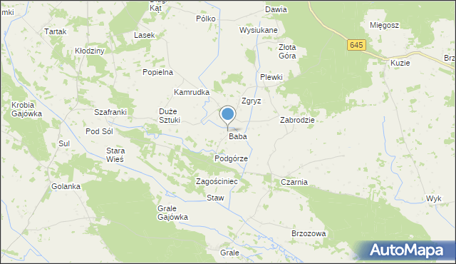 mapa Baba, Baba gmina Łyse na mapie Targeo