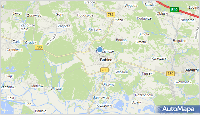 mapa Babice, Babice powiat chrzanowski na mapie Targeo