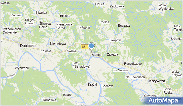 mapa Babice, Babice gmina Krzywcza na mapie Targeo