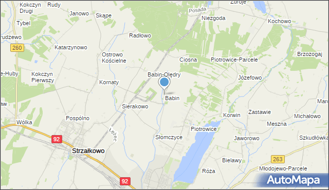 mapa Babin, Babin gmina Strzałkowo na mapie Targeo
