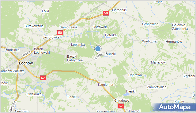 mapa Baczki-Dworek, Baczki-Dworek na mapie Targeo