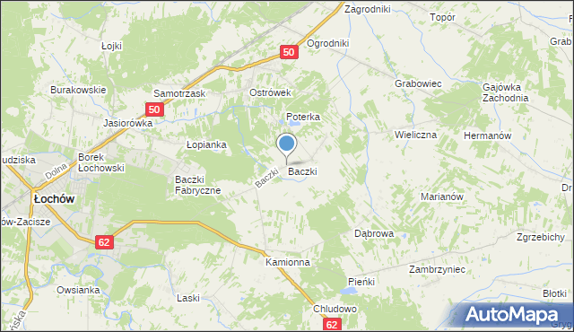 mapa Baczki, Baczki gmina Łochów na mapie Targeo
