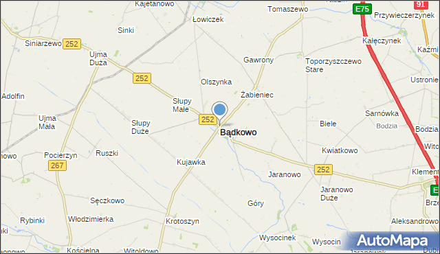 mapa Bądkowo, Bądkowo powiat aleksandrowski na mapie Targeo