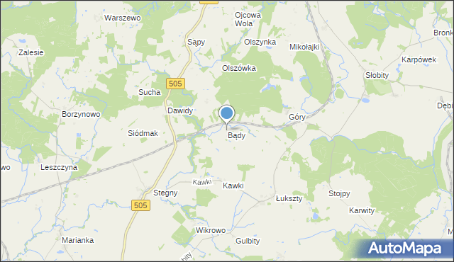 mapa Bądy, Bądy na mapie Targeo