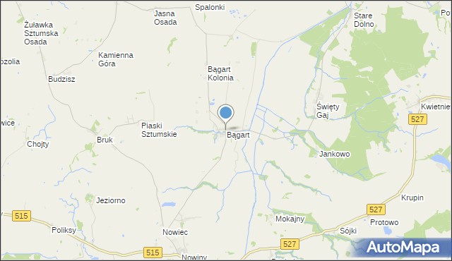 mapa Bągart, Bągart gmina Dzierzgoń na mapie Targeo