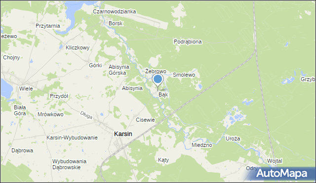 mapa Bąk, Bąk gmina Karsin na mapie Targeo