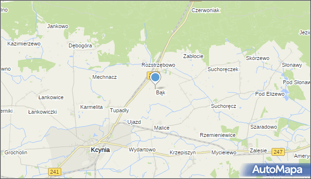 mapa Bąk, Bąk gmina Kcynia na mapie Targeo