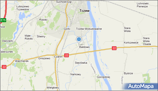 mapa Bałdowo, Bałdowo gmina Tczew na mapie Targeo