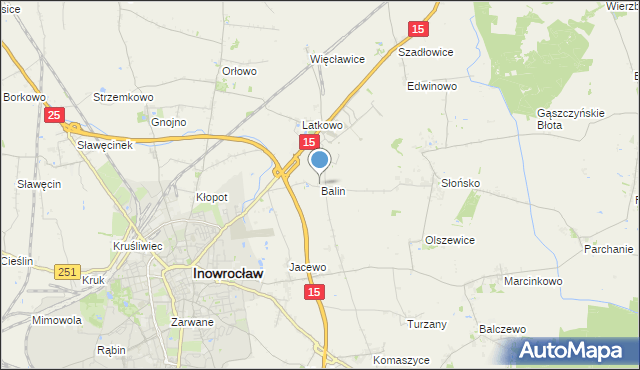 mapa Balin, Balin gmina Inowrocław na mapie Targeo