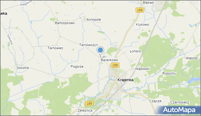 mapa Barankowo, Barankowo na mapie Targeo