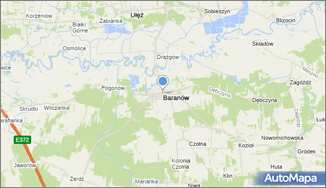mapa Baranów, Baranów powiat puławski na mapie Targeo