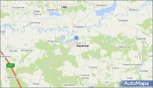 mapa Baranów, Baranów powiat puławski na mapie Targeo