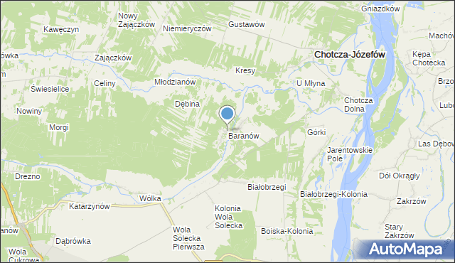 mapa Baranów, Baranów gmina Chotcza na mapie Targeo