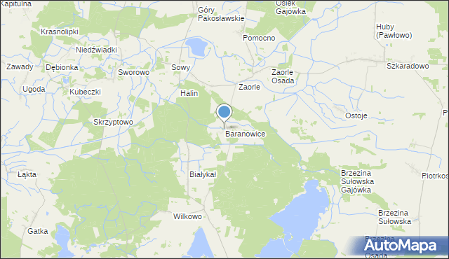 mapa Baranowice, Baranowice gmina Milicz na mapie Targeo